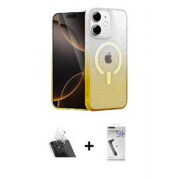 MARSİLYAN™- iPhone 11 Kılıf Eksen Minimal Özel Seri - Şeffaf Uv Polymer Nano Ekran Koruyucu + Kamera Lens Koruma Cam - SF