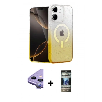 MARSİLYAN™- iPhone 11 Kılıf Eksen Minimal Özel Seri - Siyah 34D Hayalet Izgaralı Cam + Raze Metal Kamera Lens - MR