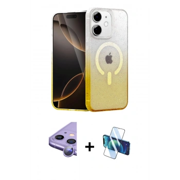 MARSİLYAN™- iPhone 11 Kılıf Eksen Minimal Özel Seri - Siyah 3D Antistatik Cam Ekran Koruyucu + Raze Metal Kamera Lens - MR