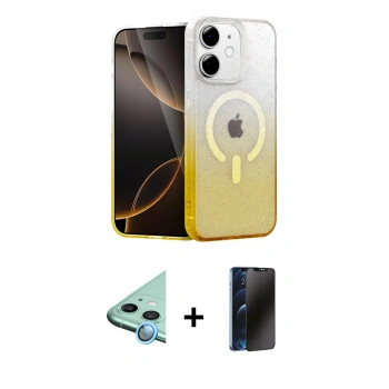 MARSİLYAN™- iPhone 11 Kılıf Eksen Minimal Özel Seri - Siyah 3D Antistatik Hayalet Cam Ekran Koruyucu + Raze Metal Kamera Lens - MI