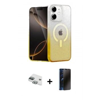 MARSİLYAN™- iPhone 11 Kılıf Eksen Minimal Özel Seri - Siyah 3D Antistatik Hayalet Cam Ekran Koruyucu + Pers Alüminyum Kamera Lens - YL