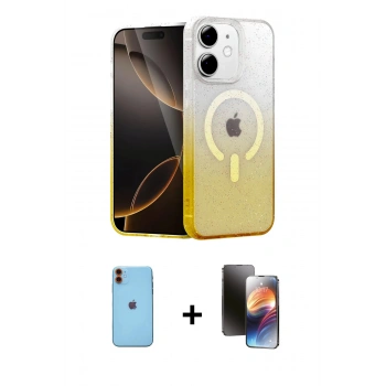 MARSİLYAN™- iPhone 11 Kılıf Eksen Minimal Özel Seri - Siyah 3D Antistatik Mat Seramik Nano Ekran Koruyucu + Neon Fosforlu Kamera Lens - TU