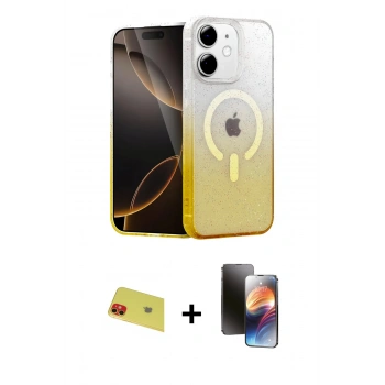 MARSİLYAN™- iPhone 11 Kılıf Eksen Minimal Özel Seri - Siyah 3D Antistatik Mat Seramik Nano Ekran Koruyucu + Rainbow Kamera Lens Koruma Cam - KI