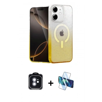 MARSİLYAN™- iPhone 11 Kılıf Eksen Minimal Özel Seri - Siyah 3D Antistatik Seramik Nano Ekran Koruyucu + PVD Metal Kamera Lens - MI