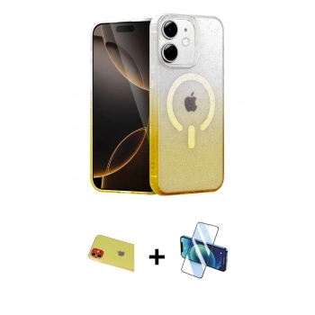 MARSİLYAN™- iPhone 11 Kılıf Eksen Minimal Özel Seri - Siyah 3D Antistatik Seramik Nano Ekran Koruyucu + Rainbow Kamera Lens Koruma Cam - KI