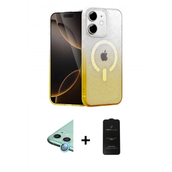MARSİLYAN™- iPhone 11 Kılıf Eksen Minimal Özel Seri - Siyah 6D Antistatik Mat Seramik Hayalet Nano Ekran Koruyucu + Raze Metal Kamera Lens - MI
