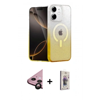 MARSİLYAN™- iPhone 11 Kılıf Eksen Minimal Özel Seri - Siyah Bilvis 3D Cam Ekran Koruyucu + Raze Metal Kamera Lens - SH