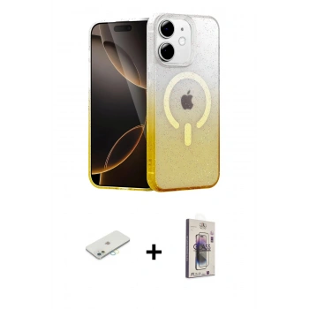MARSİLYAN™- iPhone 11 Kılıf Eksen Minimal Özel Seri - Siyah Bilvis 3D Cam Ekran Koruyucu + Renkli Kamera Lens Koruma Cam - SI