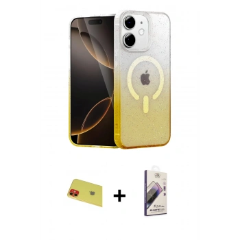 MARSİLYAN™- iPhone 11 Kılıf Eksen Minimal Özel Seri - Siyah Bilvis 3D Mat Cam Ekran Koruyucu + Rainbow Kamera Lens Koruma Cam - KI