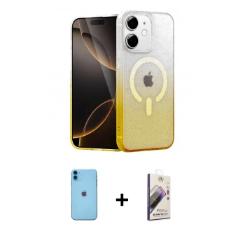MARSİLYAN™- iPhone 11 Kılıf Eksen Minimal Özel Seri - Siyah Bilvis 3D Mat Cam Ekran Koruyucu + Neon Fosforlu Kamera Lens - MI