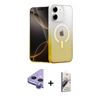 MARSİLYAN™- iPhone 11 Kılıf Eksen Minimal Özel Seri - Siyah Bilvis 3D Mat Cam Ekran Koruyucu + Raze Metal Kamera Lens - MR
