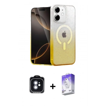MARSİLYAN™- iPhone 11 Kılıf Eksen Minimal Özel Seri - Siyah Bilvis 5in1 3D Magic Cam Ekran Koruyucu + PVD Metal Kamera Lens - MI