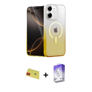 MARSİLYAN™- iPhone 11 Kılıf Eksen Minimal Özel Seri - Siyah Bilvis 5in1 3D Magic Cam Ekran Koruyucu + Rainbow Kamera Lens Koruma Cam - KI