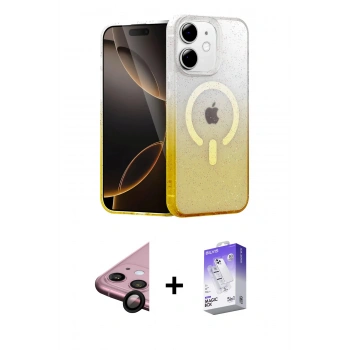 MARSİLYAN™- iPhone 11 Kılıf Eksen Minimal Özel Seri - Siyah Bilvis 5in1 3D Magic Cam Ekran Koruyucu + Raze Metal Kamera Lens - SH