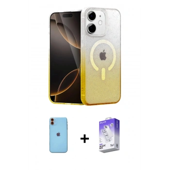 MARSİLYAN™- iPhone 11 Kılıf Eksen Minimal Özel Seri - Siyah Bilvis 5in1 3D Magic Cam Ekran Koruyucu + Neon Fosforlu Kamera Lens - TU