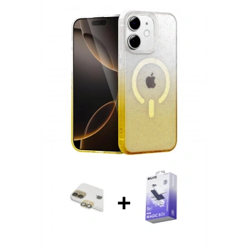 MARSİLYAN™- iPhone 11 Kılıf Eksen Minimal Özel Seri - Siyah Bilvis 5in1 5D Magic Hayalet Cam Ekran Koruyucu + Pers Alüminyum Kamera Lens - GD