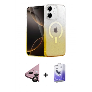 MARSİLYAN™- iPhone 11 Kılıf Eksen Minimal Özel Seri - Siyah Bilvis 5in1 5D Magic Hayalet Cam Ekran Koruyucu + Raze Metal Kamera Lens - SH