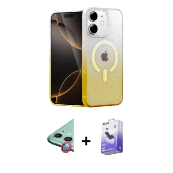 MARSİLYAN™- iPhone 11 Kılıf Eksen Minimal Özel Seri - Siyah Bilvis 5in1 5D Magic Hayalet Cam Ekran Koruyucu + Raze Metal Kamera Lens - KI