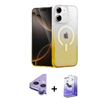 MARSİLYAN™- iPhone 11 Kılıf Eksen Minimal Özel Seri - Siyah Bilvis 5in1 5D Magic Hayalet Cam Ekran Koruyucu + Raze Metal Kamera Lens - MR