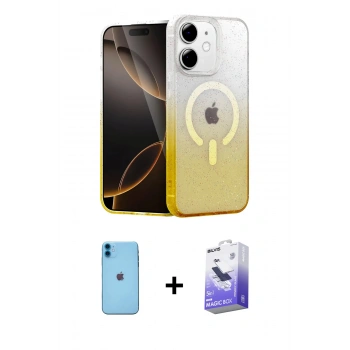 MARSİLYAN™- iPhone 11 Kılıf Eksen Minimal Özel Seri - Siyah Bilvis 5in1 5D Magic Hayalet Cam Ekran Koruyucu + Neon Fosforlu Kamera Lens - MI