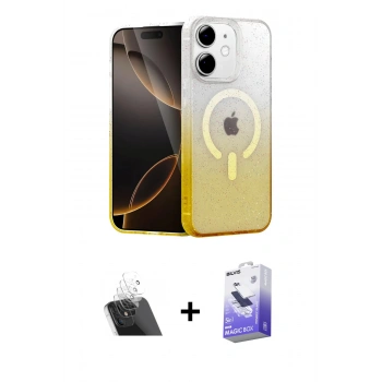 MARSİLYAN™- iPhone 11 Kılıf Eksen Minimal Özel Seri - Siyah Bilvis 5in1 5D Magic Hayalet Cam Ekran Koruyucu + Kamera Lens Koruma Cam - SF