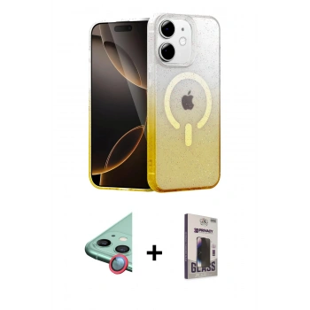 MARSİLYAN™- iPhone 11 Kılıf Eksen Minimal Özel Seri - Siyah Bilvis Hayalet Cam Ekran Koruyucu + Raze Metal Kamera Lens - KI