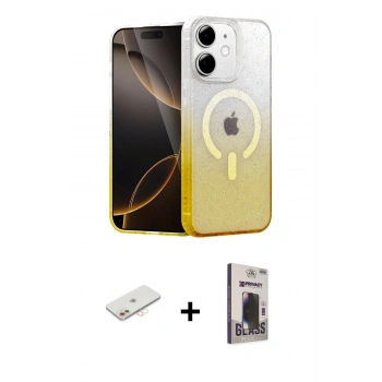 MARSİLYAN™- iPhone 11 Kılıf Eksen Minimal Özel Seri - Siyah Bilvis Hayalet Cam Ekran Koruyucu + Renkli Kamera Lens Koruma Cam - YL