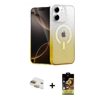 MARSİLYAN™- iPhone 11 Kılıf Eksen Minimal Özel Seri - Siyah Buffer Cam Ekran Koruyucu + Pers Alüminyum Kamera Lens - GD
