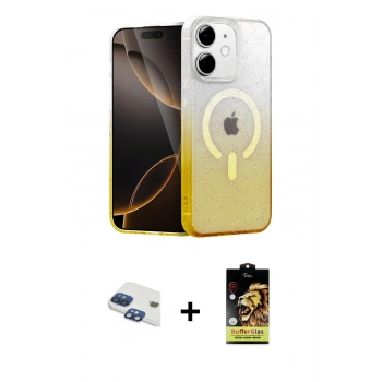 MARSİLYAN™- iPhone 11 Kılıf Eksen Minimal Özel Seri - Siyah Buffer Cam Ekran Koruyucu + Pers Alüminyum Kamera Lens - LT