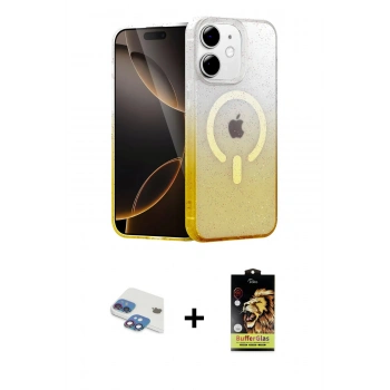 MARSİLYAN™- iPhone 11 Kılıf Eksen Minimal Özel Seri - Siyah Buffer Cam Ekran Koruyucu + Pers Alüminyum Kamera Lens - GI