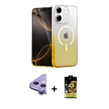 MARSİLYAN™- iPhone 11 Kılıf Eksen Minimal Özel Seri - Siyah Buffer Cam Ekran Koruyucu + Raze Metal Kamera Lens - MR