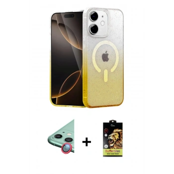 MARSİLYAN™- iPhone 11 Kılıf Eksen Minimal Özel Seri - Siyah Buffer Cam Ekran Koruyucu + Raze Metal Kamera Lens - KI