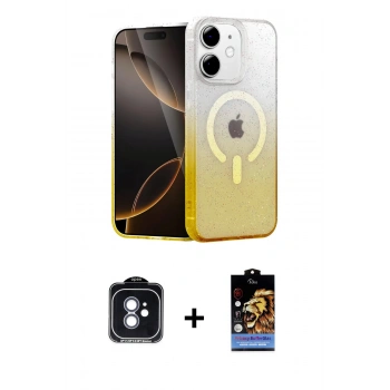 MARSİLYAN™- iPhone 11 Kılıf Eksen Minimal Özel Seri - Siyah Buffer Hayalet Cam Ekran Koruyucu + PVD Metal Kamera Lens - MI