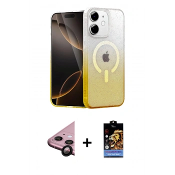 MARSİLYAN™- iPhone 11 Kılıf Eksen Minimal Özel Seri - Siyah Buffer Hayalet Cam Ekran Koruyucu + Raze Metal Kamera Lens - SH