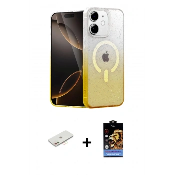 MARSİLYAN™- iPhone 11 Kılıf Eksen Minimal Özel Seri - Siyah Buffer Hayalet Cam Ekran Koruyucu + Renkli Kamera Lens Koruma Cam - YL