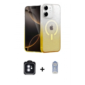MARSİLYAN™- iPhone 11 Kılıf Eksen Minimal Özel Seri - Siyah Joko Magic 5D Cam + PVD Metal Kamera Lens - MI