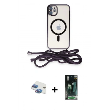 MARSİLYAN™- iPhone 11 Kılıf Eksen Özel Seri - Şeffaf 360 Full Body Arka Koruyucu + Pers Alüminyum Kamera Lens - GI