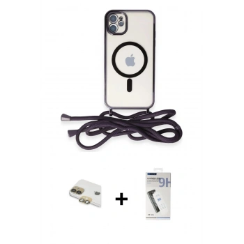 MARSİLYAN™- iPhone 11 Kılıf Eksen Özel Seri - Şeffaf Uv Polymer Nano Ekran Koruyucu + Pers Alüminyum Kamera Lens - GD