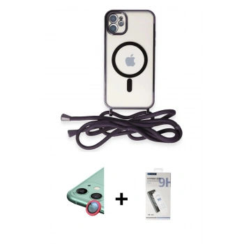 MARSİLYAN™- iPhone 11 Kılıf Eksen Özel Seri - Şeffaf Uv Polymer Nano Ekran Koruyucu + Raze Metal Kamera Lens - KI