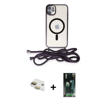 MARSİLYAN™- iPhone 11 Kılıf Eksen Özel Seri - Siyah 360 Mat Full Body Arka Koruyucu + Pers Alüminyum Kamera Lens - GD