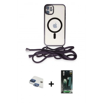 MARSİLYAN™- iPhone 11 Kılıf Eksen Özel Seri - Siyah 360 Mat Full Body Arka Koruyucu + Pers Alüminyum Kamera Lens - LT