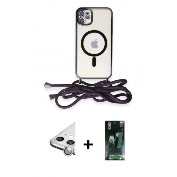 MARSİLYAN™- iPhone 11 Kılıf Eksen Özel Seri - Siyah 360 Mat Full Body Arka Koruyucu + Raze Metal Kamera Lens - GS