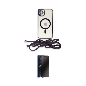 MARSİLYAN™- iPhone 11 Kılıf Eksen Özel Seri - Siyah 3D Antistatik Hayalet Cam Ekran Koruyucu