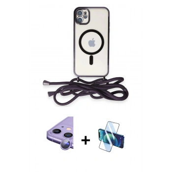 MARSİLYAN™- iPhone 11 Kılıf Eksen Özel Seri - Siyah 3D Antistatik Seramik Nano Ekran Koruyucu + Raze Metal Kamera Lens - MR