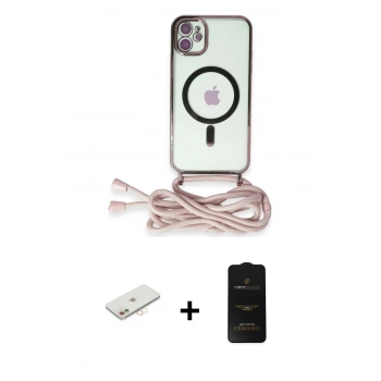 MARSİLYAN™- iPhone 11 Kılıf Eksen Özel Seri - Siyah 6D Antistatik Mat Seramik Hayalet Nano Ekran Koruyucu + Renkli Kamera Lens Koruma Cam - YL