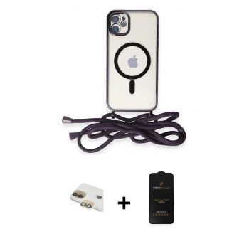 MARSİLYAN™- iPhone 11 Kılıf Eksen Özel Seri - Siyah 6D Antistatik Mat Seramik Hayalet Nano Ekran Koruyucu + Pers Alüminyum Kamera Lens - GD