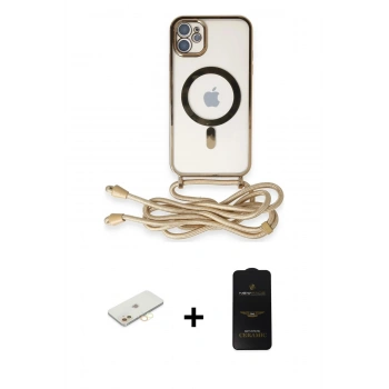 MARSİLYAN™- iPhone 11 Kılıf Eksen Özel Seri - Siyah 6D Antistatik Mat Seramik Hayalet Nano Ekran Koruyucu + Renkli Kamera Lens Koruma Cam - SI