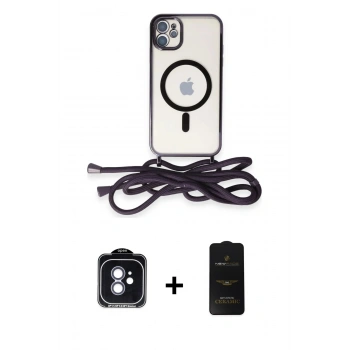 MARSİLYAN™- iPhone 11 Kılıf Eksen Özel Seri - Siyah 6D Antistatik Mat Seramik Hayalet Nano Ekran Koruyucu + PVD Metal Kamera Lens - MI