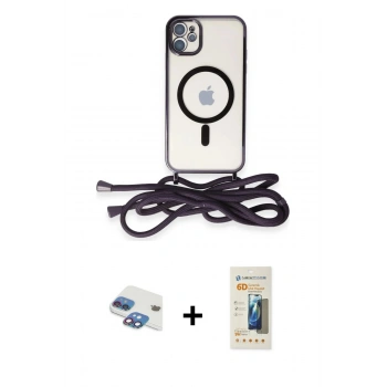 MARSİLYAN™- iPhone 11 Kılıf Eksen Özel Seri - Siyah 6D Mat Seramik Hayalet Nano Ekran Koruyucu + Pers Alüminyum Kamera Lens - GI