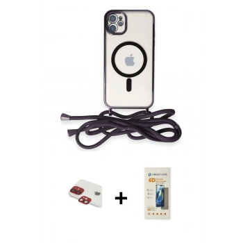 MARSİLYAN™- iPhone 11 Kılıf Eksen Özel Seri - Siyah 6D Mat Seramik Hayalet Nano Ekran Koruyucu + Pers Alüminyum Kamera Lens - KI